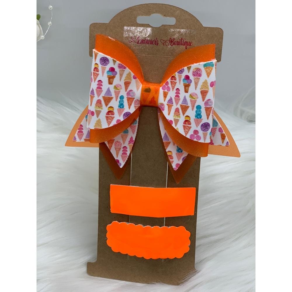 Ice cream print and orange clear glitter set